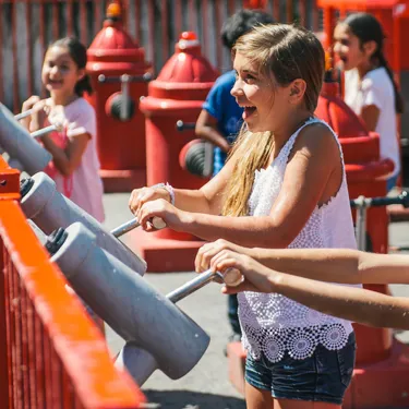 Children shooting water on Fire Academy at the LEGOLAND Windsor Resort