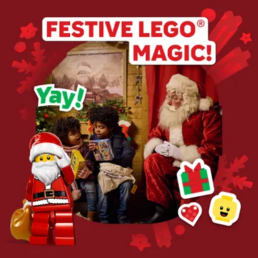 Children meeting Father Christmas. Festive LEGO Magic!
