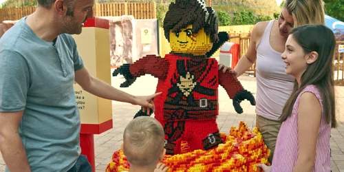 Family with LEGO model of Kai from LEGO NINJAGO