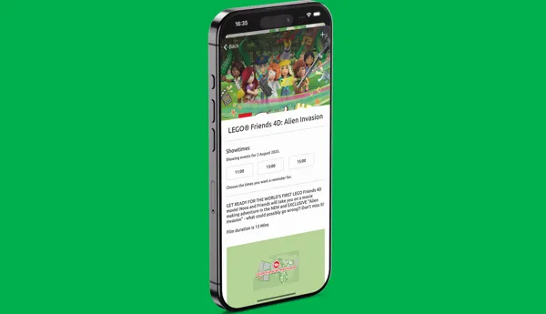 Screenshot of the Show Reminder feature on the LEGOLAND App