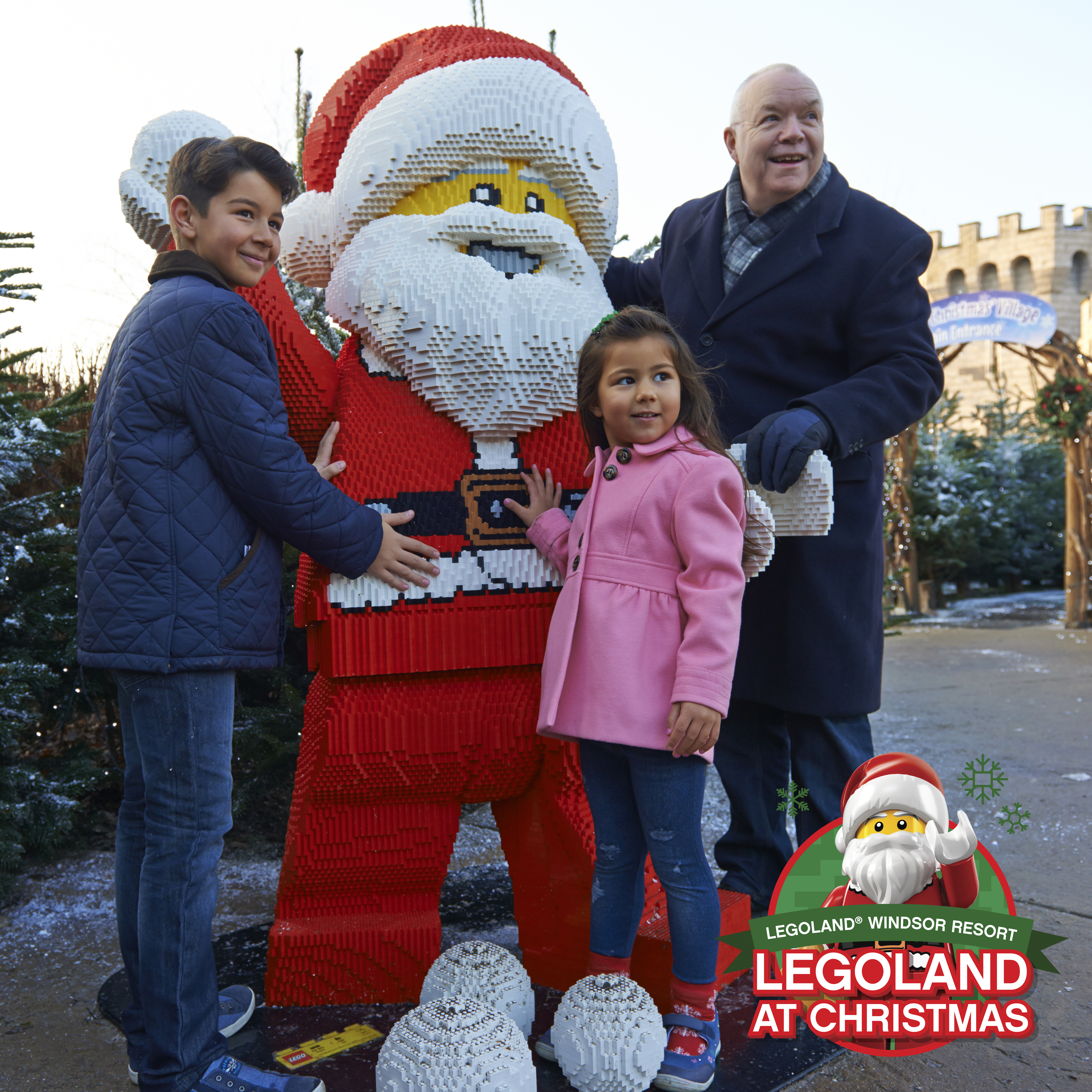 Family with LEGO Santa at LEGOLAND at Christmas