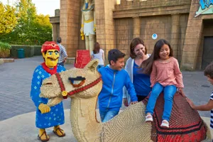 Family on LEGO Camel in Kingdom of the Pharoahs