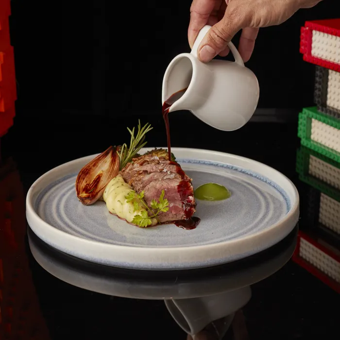 Roast Lamb Rump - Garlic Mash Potato, Broccoli, Roasted Shallots, Rosemary Jus