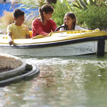 Family in boat at Coastguard HQ at the LEGOLAND Windsor Resort