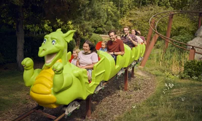 Families On Dragon's Apprentice Rollercoaster At The LEGOLAND Windsor Resort