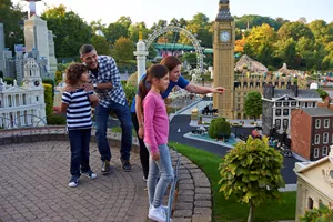 Family looking at London landmarks in Miniland at the LEGOLAND Windsor Resort
