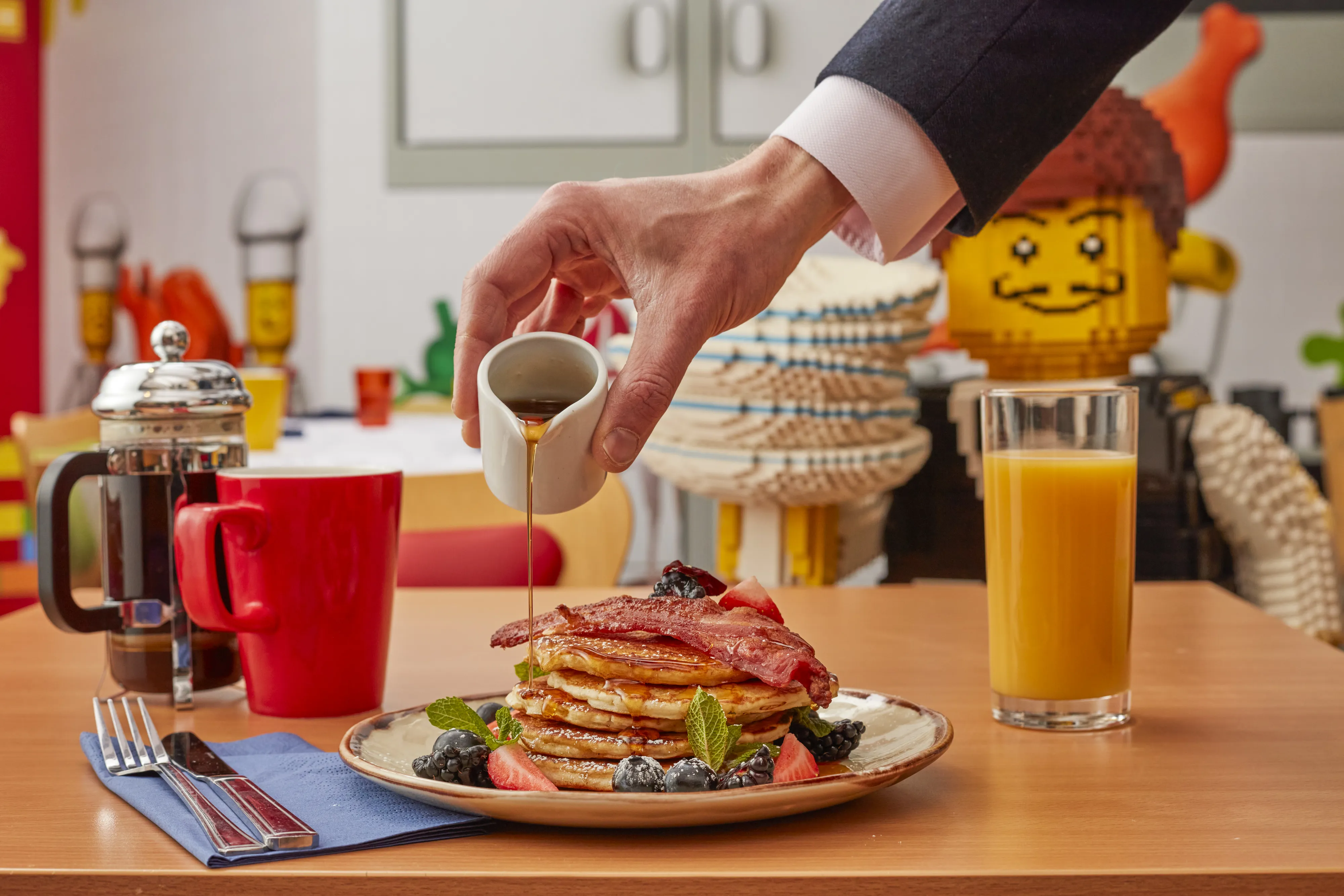 Breakfast at BRICKS Restaurant - Pancakes and Orange Juice