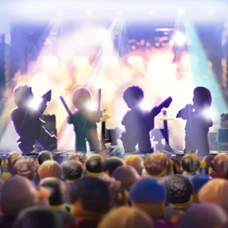 Silhouettes of the LEGO Minifigures in The Band at LEGO® Festival, coming to LEGOLAND Windsor this Spring.