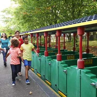 Families next to The LEGOLAND Express train