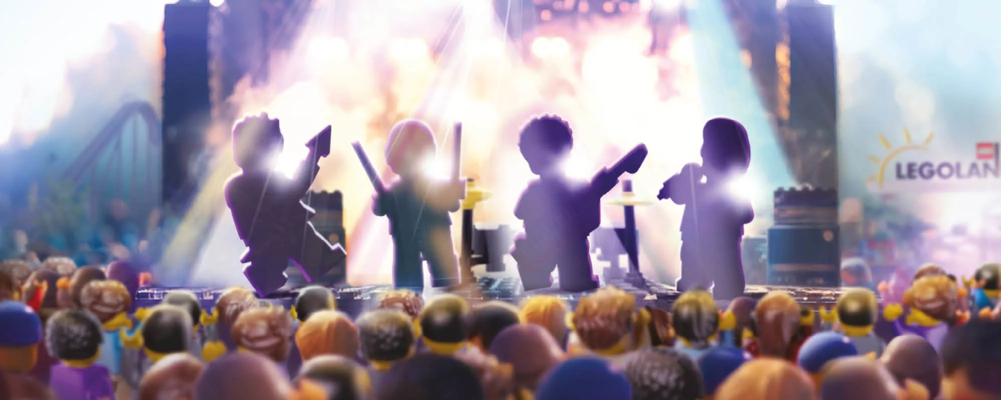 Silhouettes of the LEGO Minifigures in The Band at LEGO® Festival, coming to LEGOLAND Windsor this Spring.
