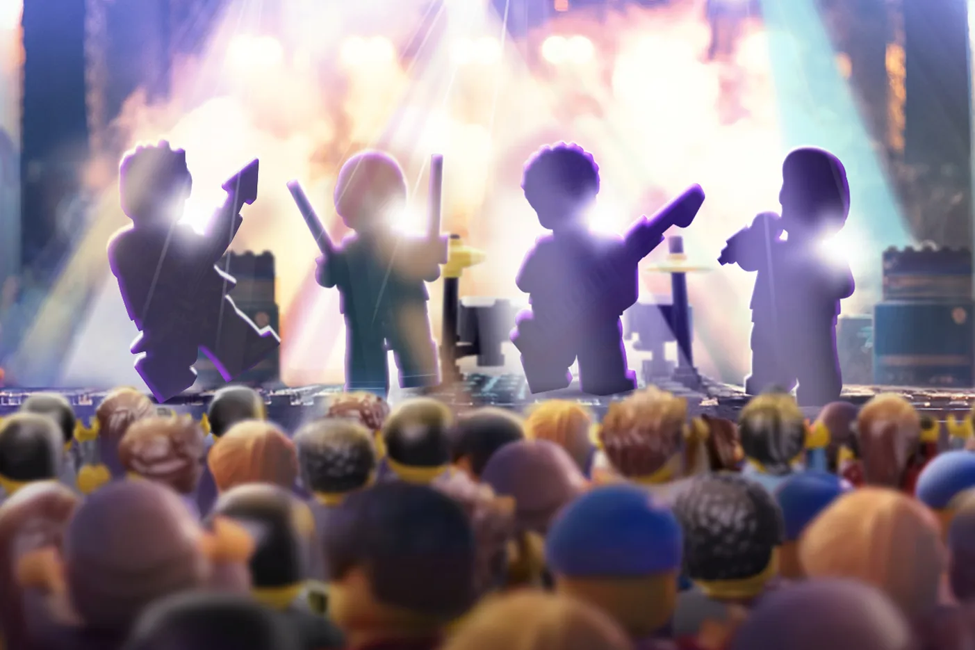 Silhouettes of the LEGO Minifigures in The Band at LEGO® Festival, coming to LEGOLAND Windsor this Spring.