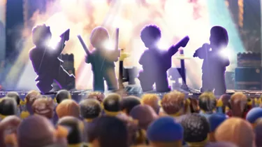 Silhouettes of the LEGO Minifigures in The Band at LEGO® Festival, coming to LEGOLAND Windsor this Spring.