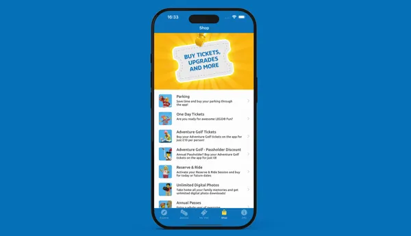 Screenshot of the Shop feature on the LEGOLAND App