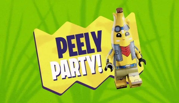 Peely Party logo from the Gaming Zone at LEGO Festival