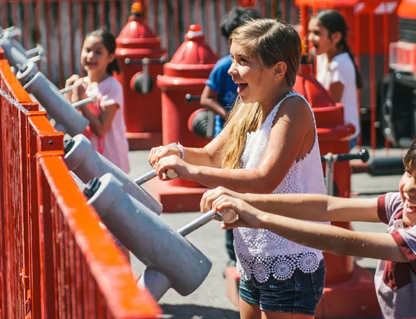 Children shooting water on Fire Academy at the LEGOLAND Windsor Resort