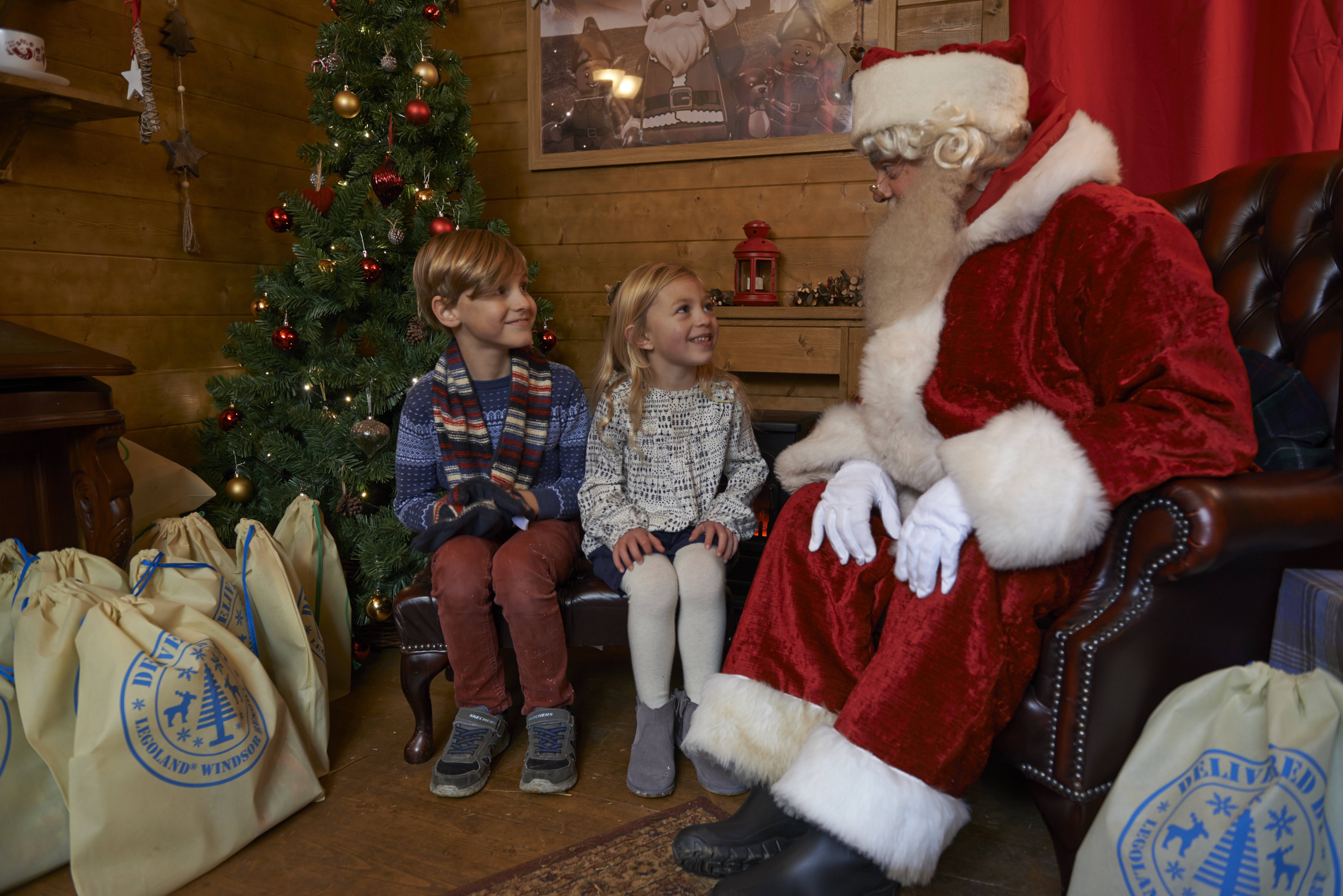Children Meeting Father Christmas in his magical grotto at LEGOLAND at Christmas at the LEGOLAND Windsor Resort
