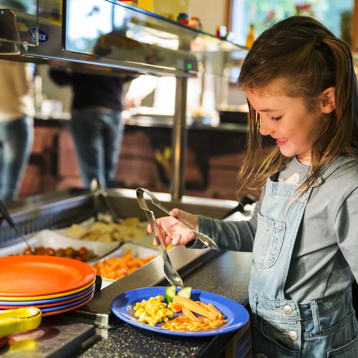Child visiting buffet at Bricks Restaurant