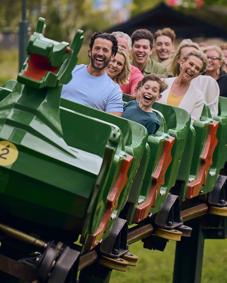Families on the Dragon coaster at the LEGOLAND Windsor Resort