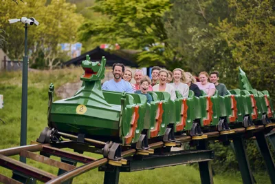 Families On The Outside Section Of The Dragon Rollercoaster At The LEGOLAND Windsor Resort