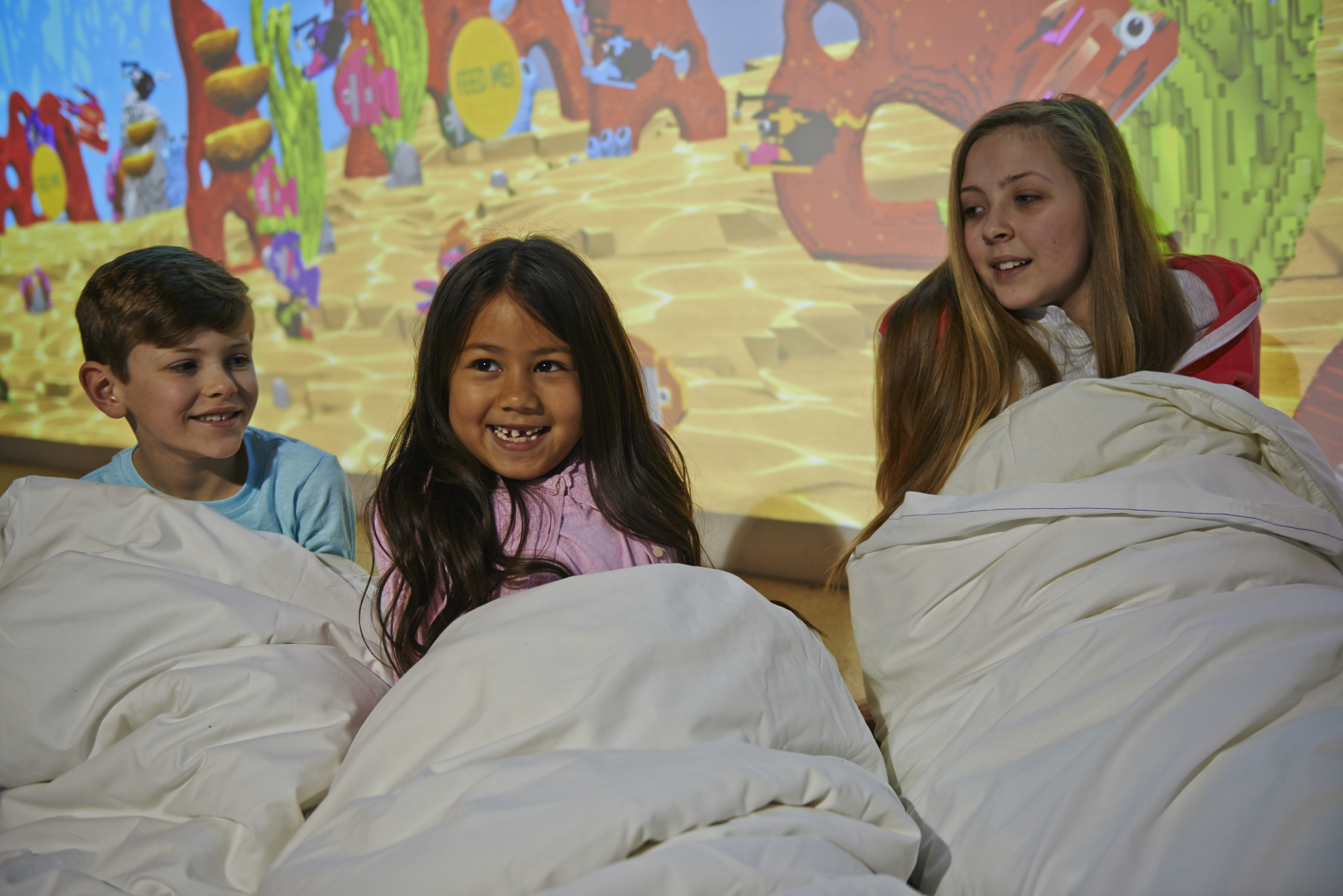 Children enjoying a sleepover in the LEGO Reef at the LEGOLAND Windsor Resort