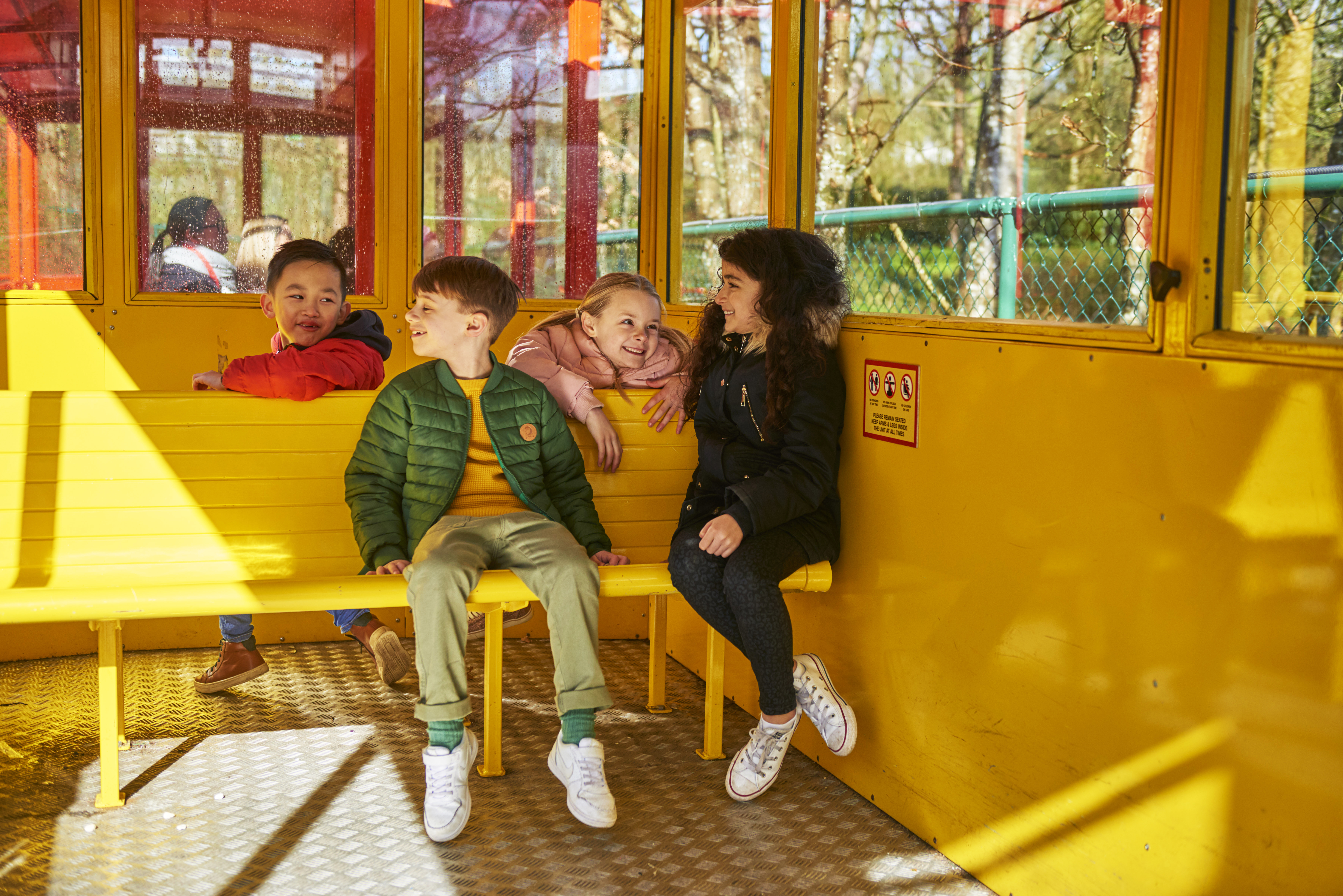 Children laughing and talking on the Hill Train