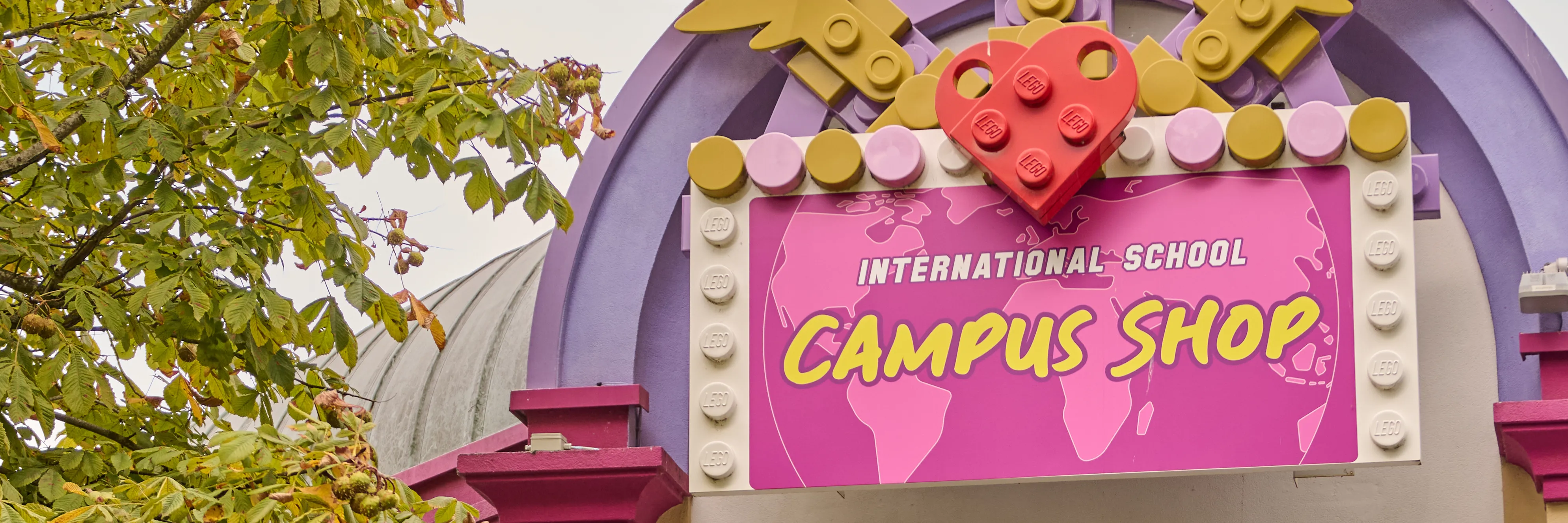 The exterior of the International School Campus Shop in Heartlake City at LEGOLAND Windsor