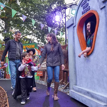 Family In Monster Street during Brick or Treat at the LEGOLAND Windsor Resort
