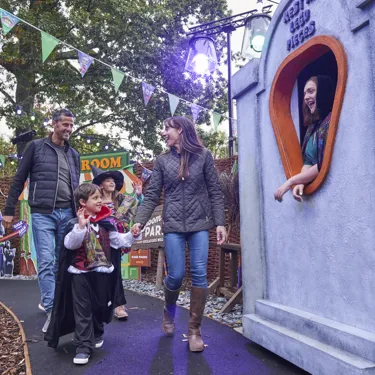 Family In Monster Street during Brick or Treat at the LEGOLAND Windsor Resort