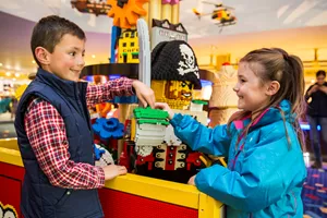 Children interacting with LEGO models in the Reception of the LEGOLAND Resort Hotel