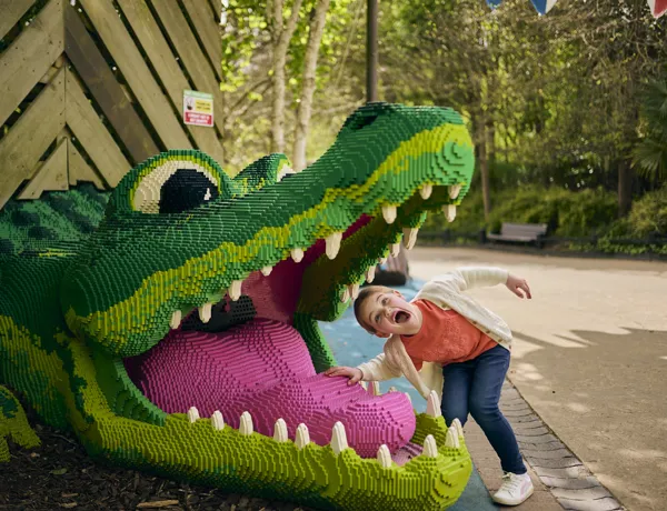 Girl With LEGO Alligator