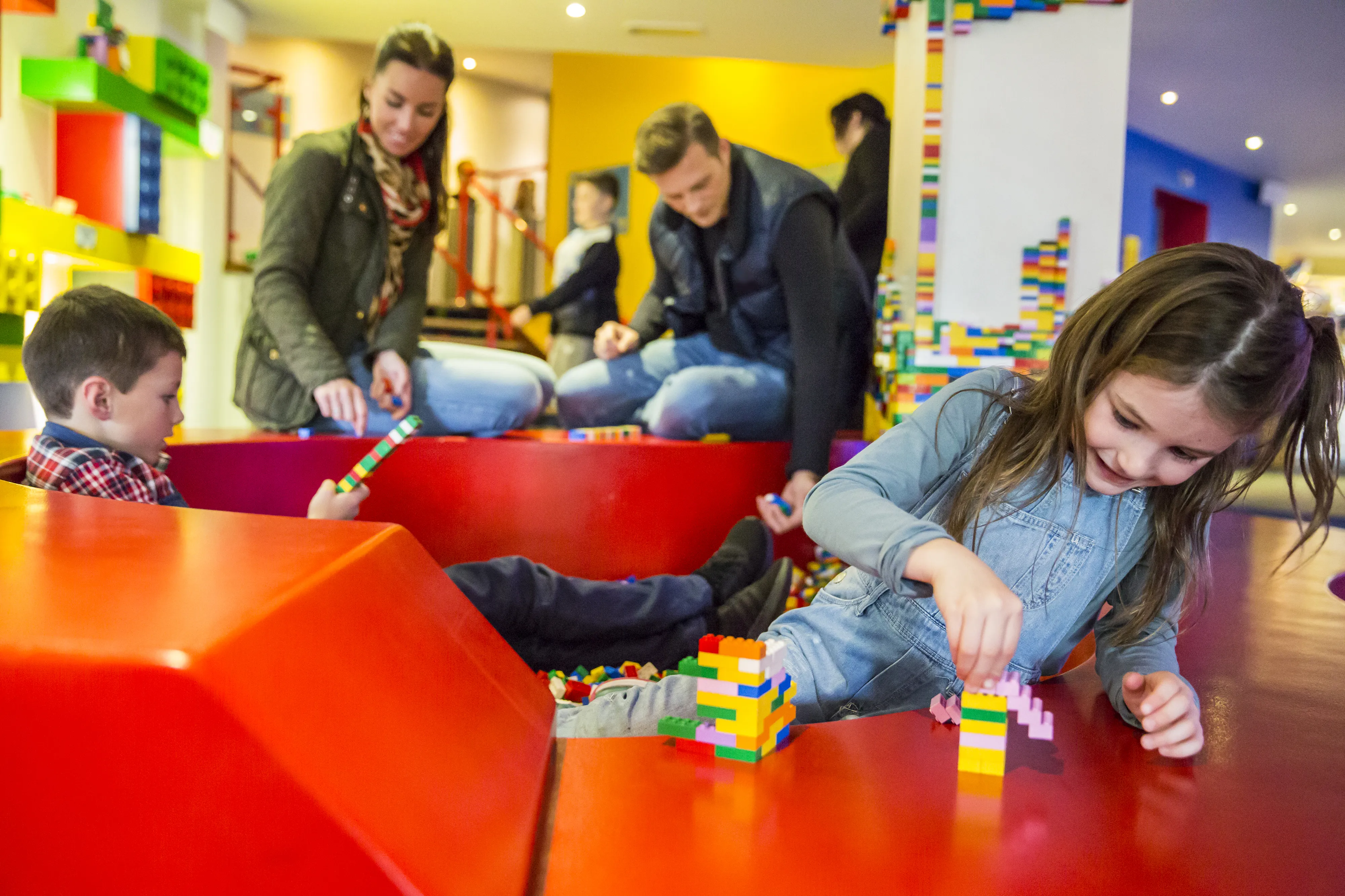 Children playing with LEGO® in the Reception of the LEGOLAND® Resort Hotel