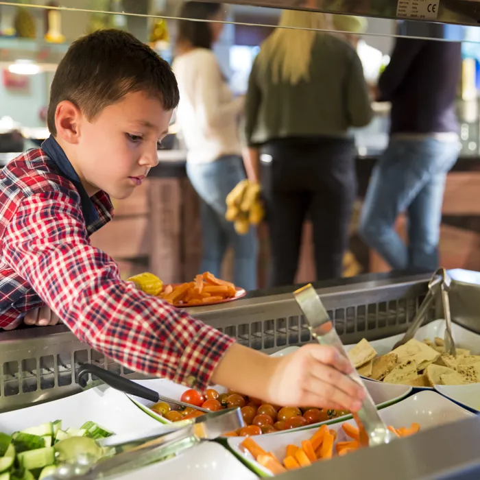 Child visiting buffet at Bricks Restaurant