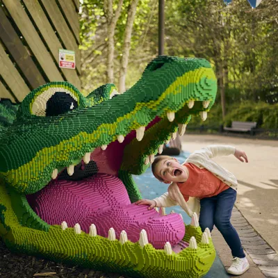 Girl with LEGO Crocodile at LEGOLAND Windsor Resort