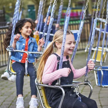 Girls smiling on Thunder Blazer