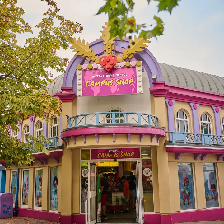 The exterior of the International School Campus Shop in Heartlake City at LEGOLAND Windsor